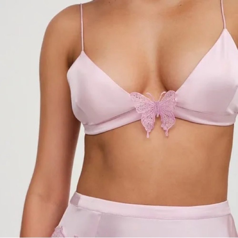 For Love & Lemons Truette Medium Pink Butterfly Bra Top NWOT